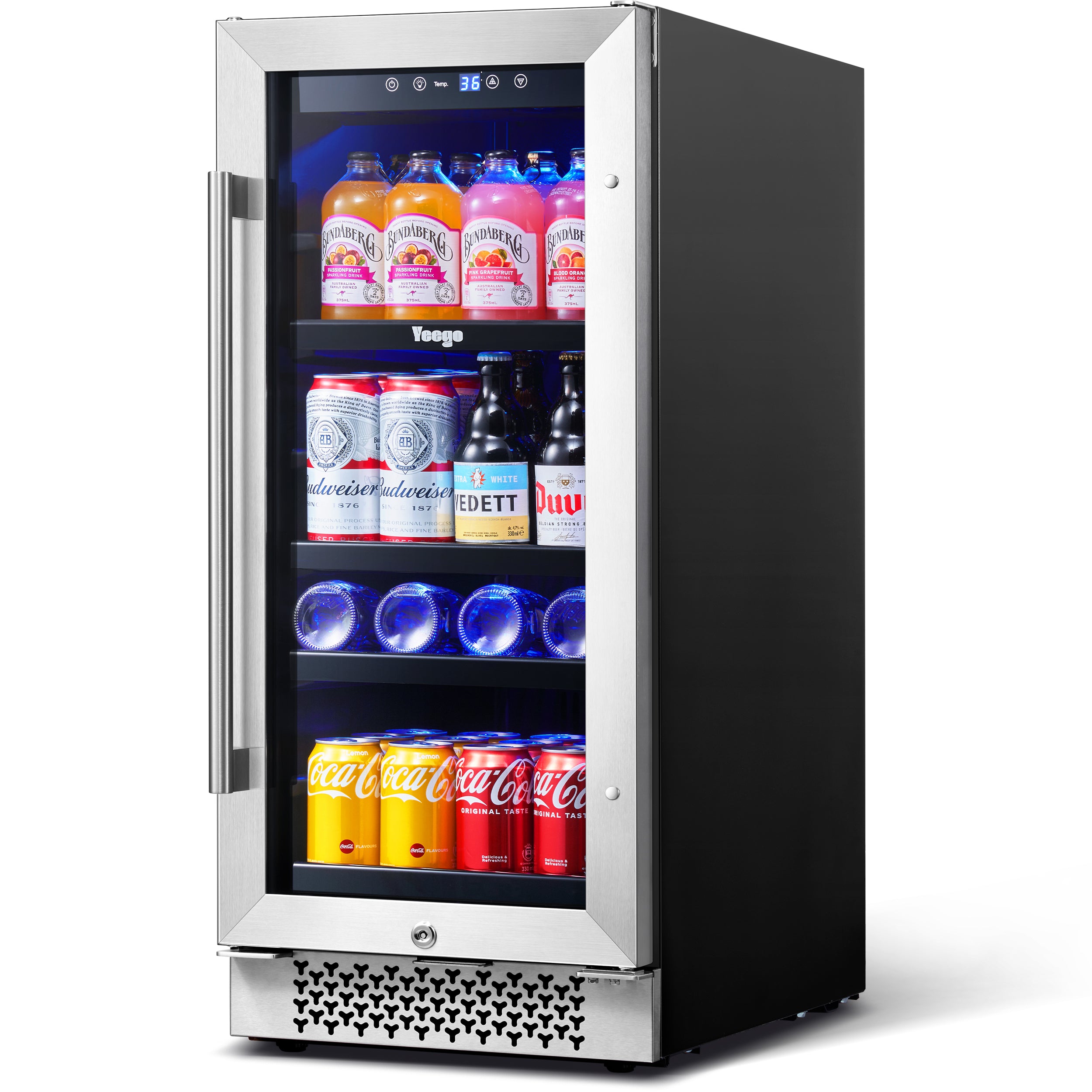 Yeego 15 Inch Wide 80 Cans Beverage Drink Fridge, Built-In or Freestanding