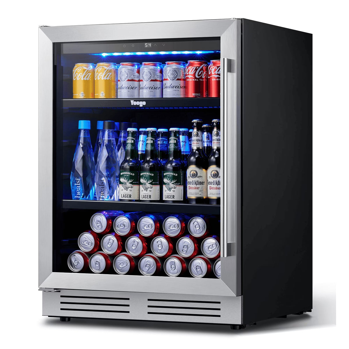 Yeego 24" Beverage Refrigerator, 180 Cans Beverage Fridge Beer Fridge with Glass Door, Built-in/Freestanding for Kitchen, Bar or Office