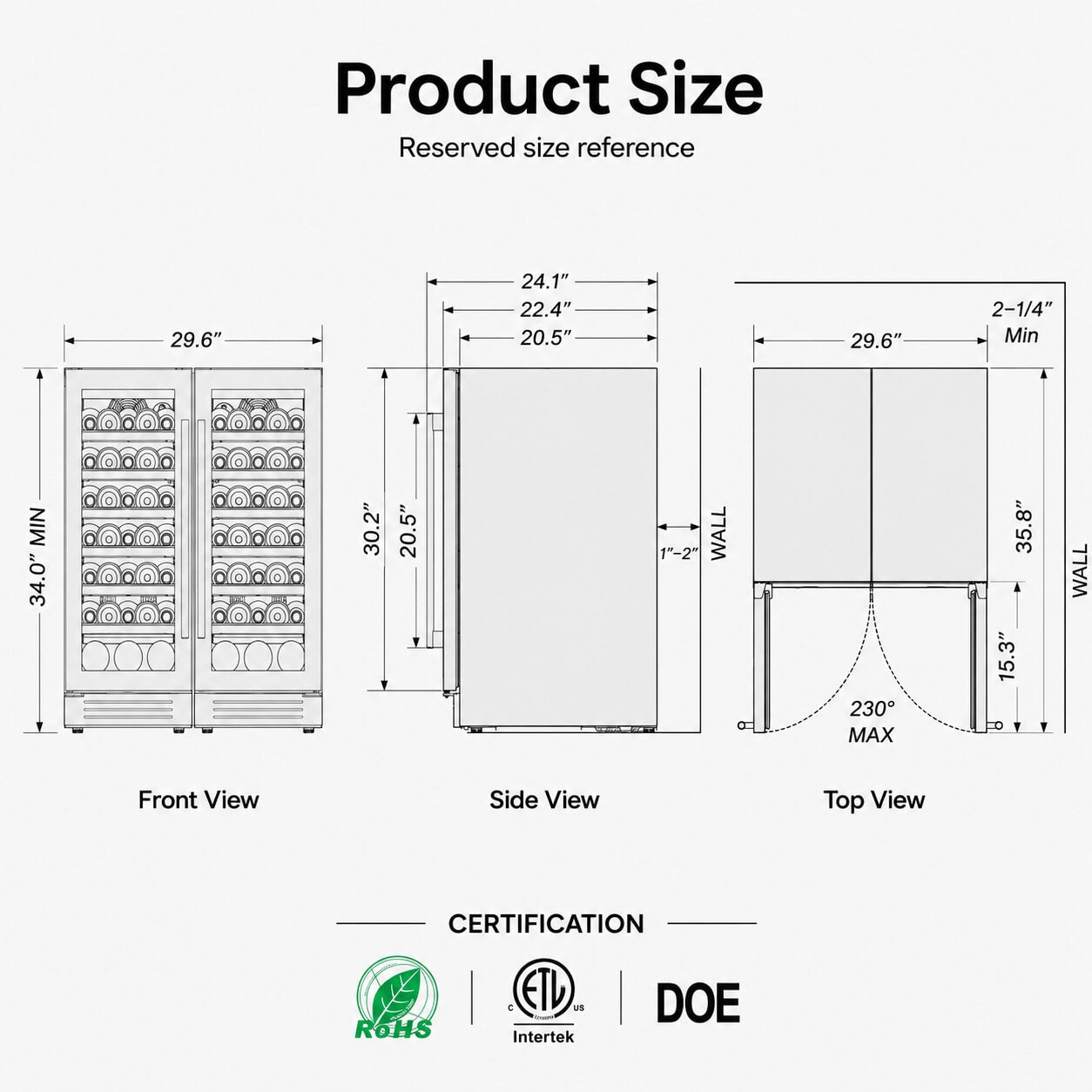 Yeego 30" Wine Fridge Bundle 66 Bottles