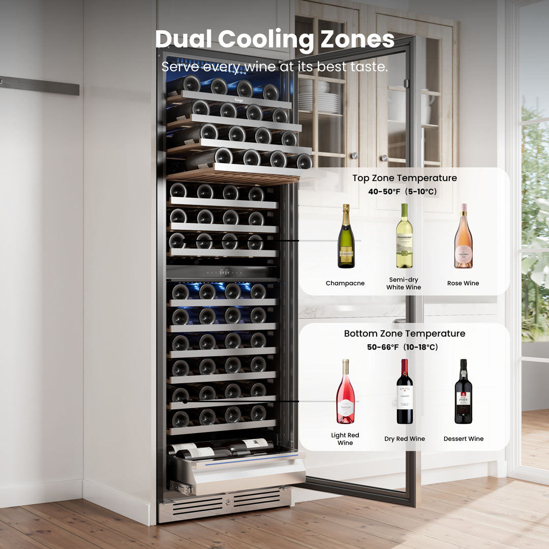 Yeego 24'' Dual Zone Wine Fridge, 154 Bottles