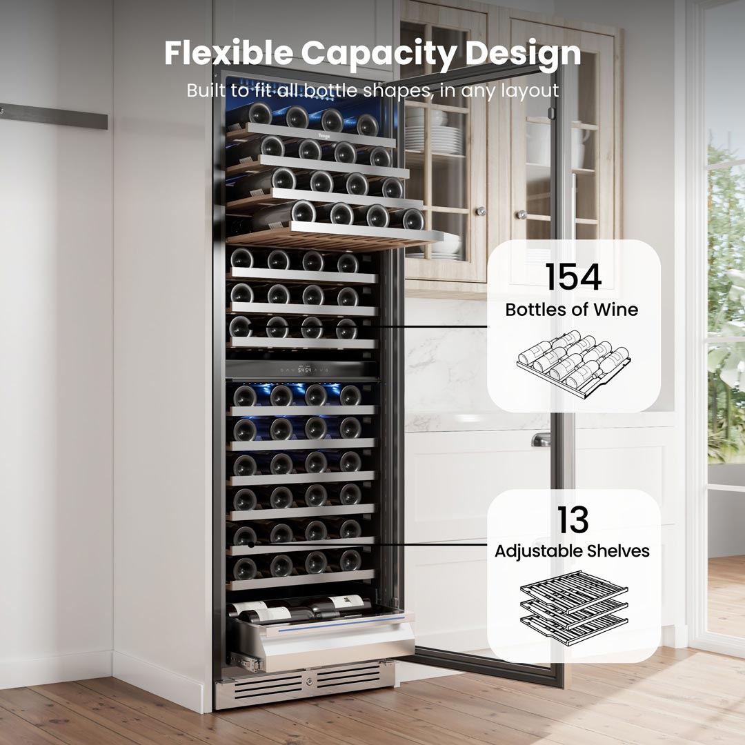 Yeego 24'' Dual Zone Wine Fridge, 154 Bottles