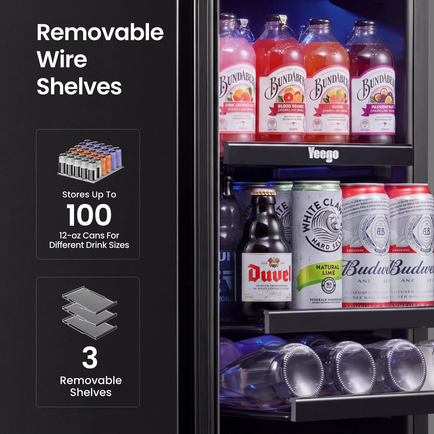 Yeego Wine & Beverage Fridge Bundle, 7 Bottles & 100 Cans