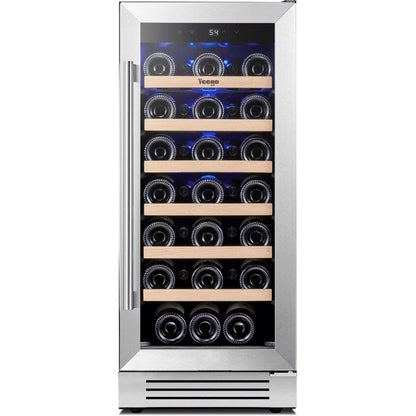 Yeego 33 Bottle Wine Refrigerators, 15" Wine Cooler with Glass Door for Home/Dorm Freestanding & Built-in Wine Fridge