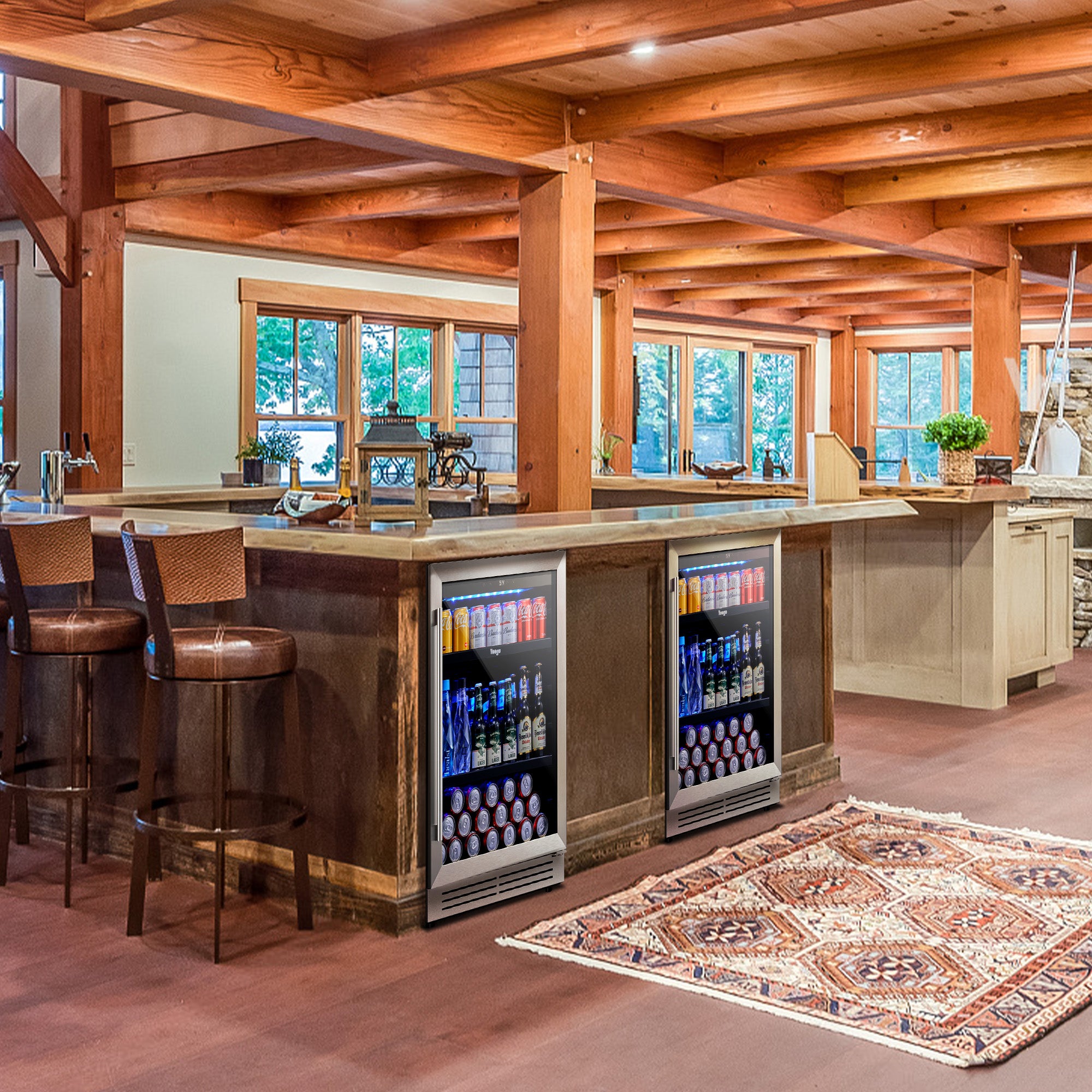 48 Inch Wide Dual Zone Beverage Center, Large Capacity Drink Fridge Combo Under  Counter Or Freestanding