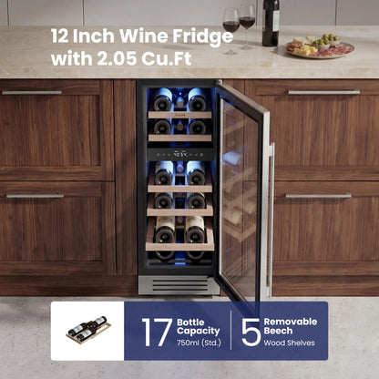 Yeego 12" Wine Fridge Dual Zone 17 Bottles