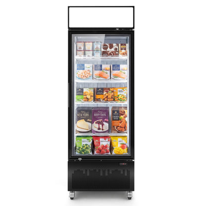 Yeego 18.9 Cu.Ft Commercial Display Freezer, Single Glass Door Upright Merchandiser Freezer with Frost-Free Air Cooling, LED Light Box for Restaurant Retail Grocery