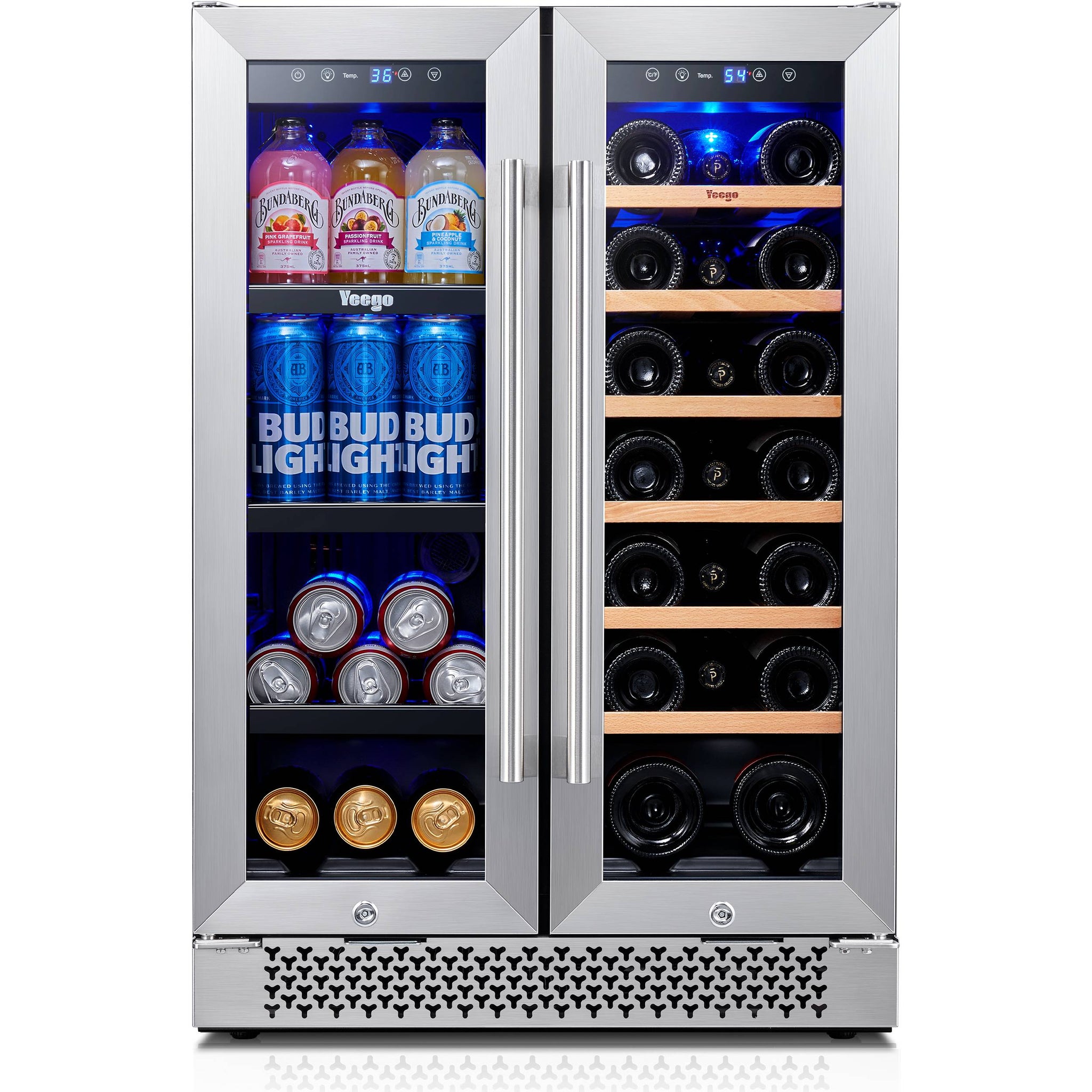 24 Inch Wide  Dual Zone Wine and Beverage Fridge, Under Counter or Freestanding