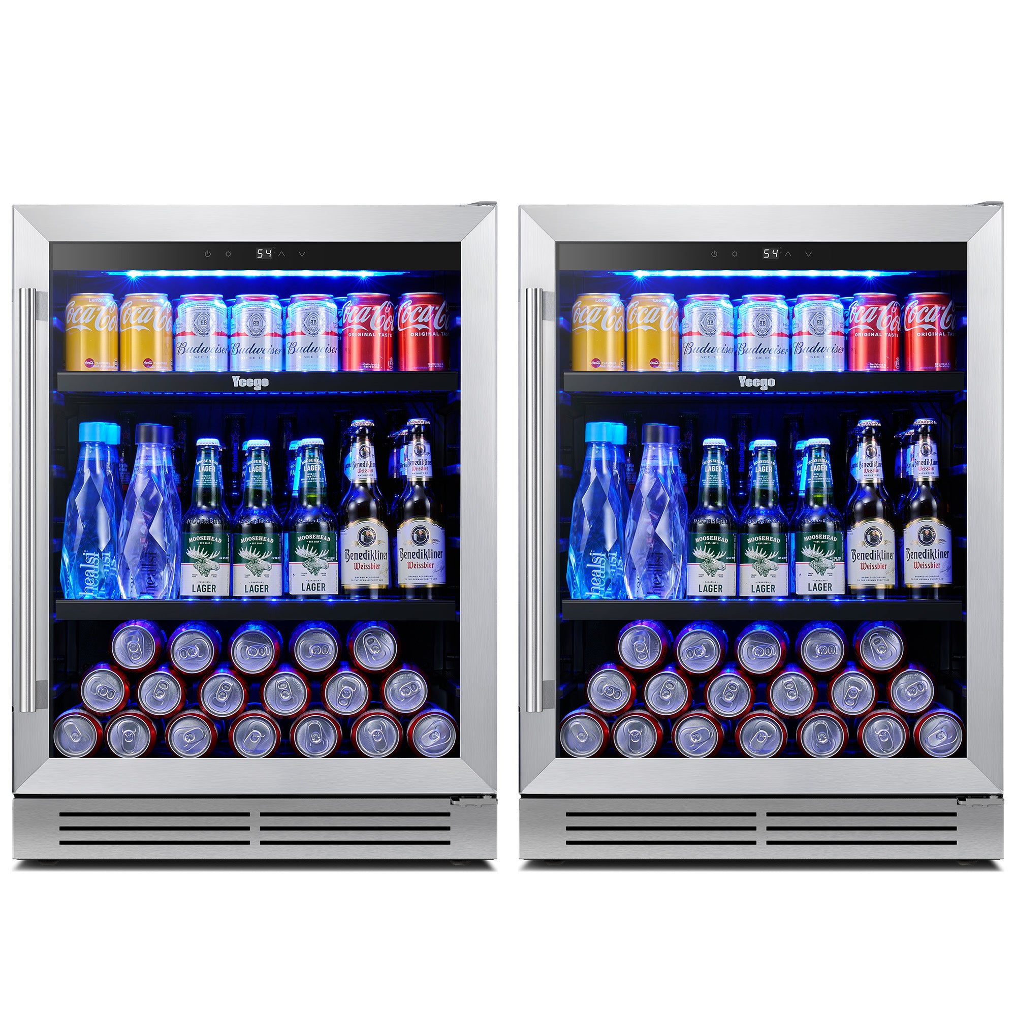 48 Inch Wide Dual Zone Beverage Center, Large Capacity Drink Fridge Combo Under  Counter Or Freestanding
