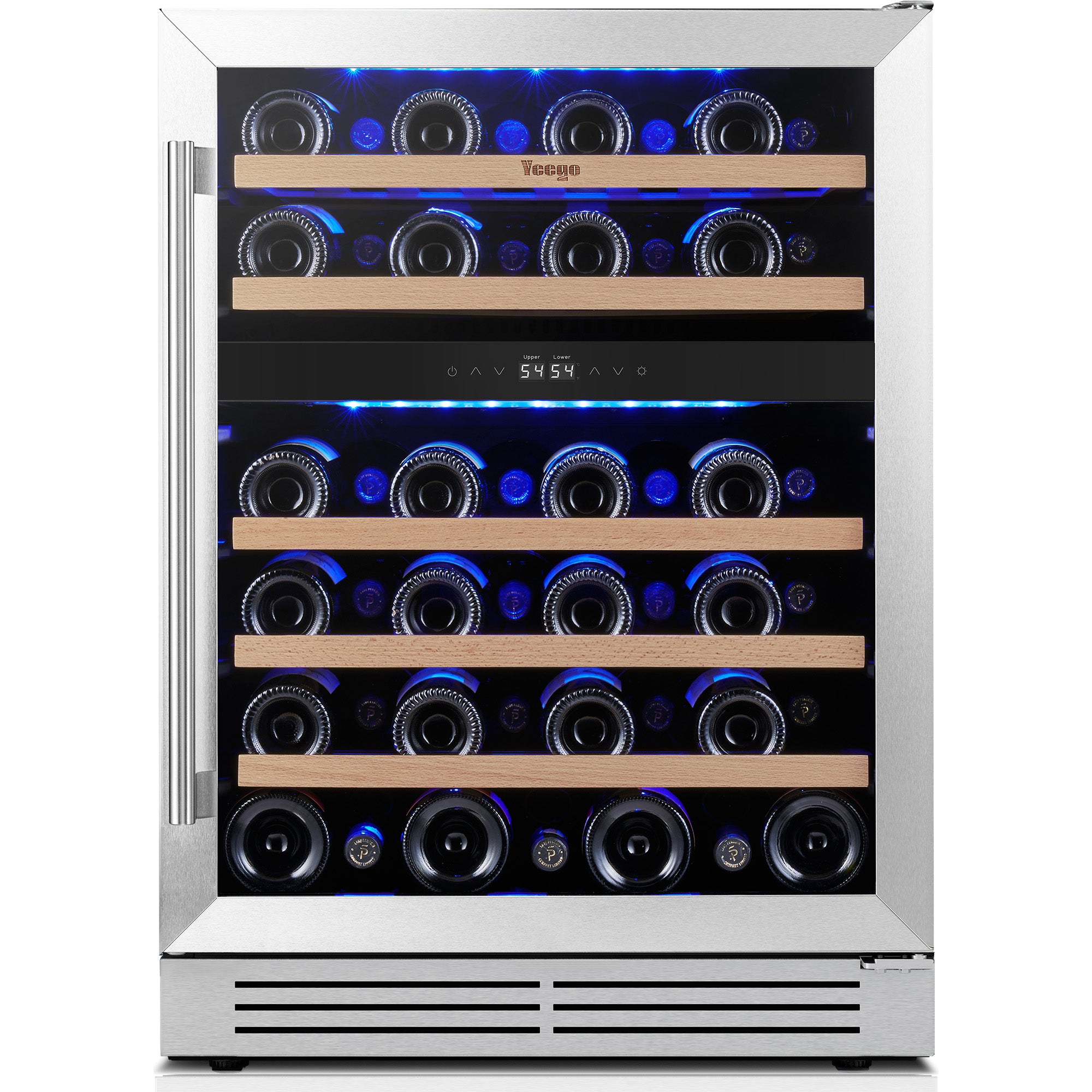 24 Inch Wide 46 Bottles Dual Zone Wine Fridge, Built-In or Freestanding