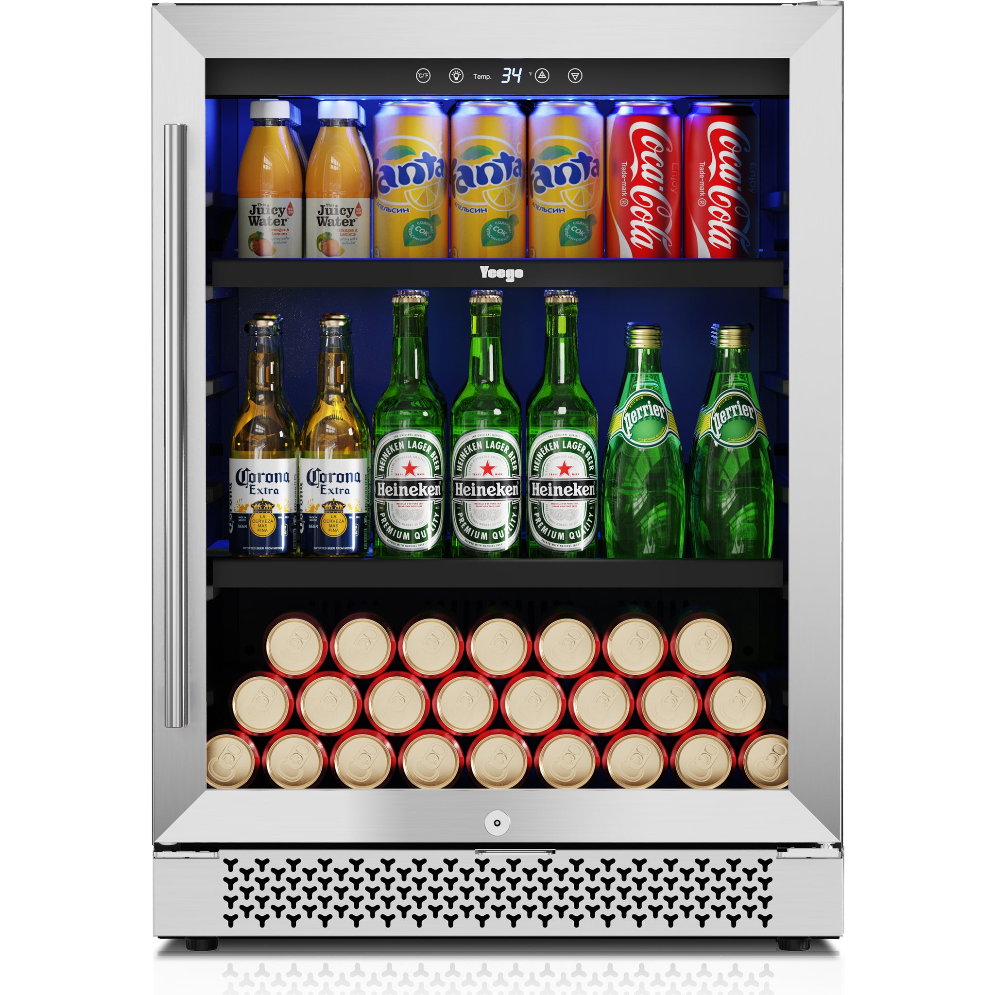 24 Inch Wide Beverage Fridge, 180 Cans Drink Cooler Under Counter or Freestanding