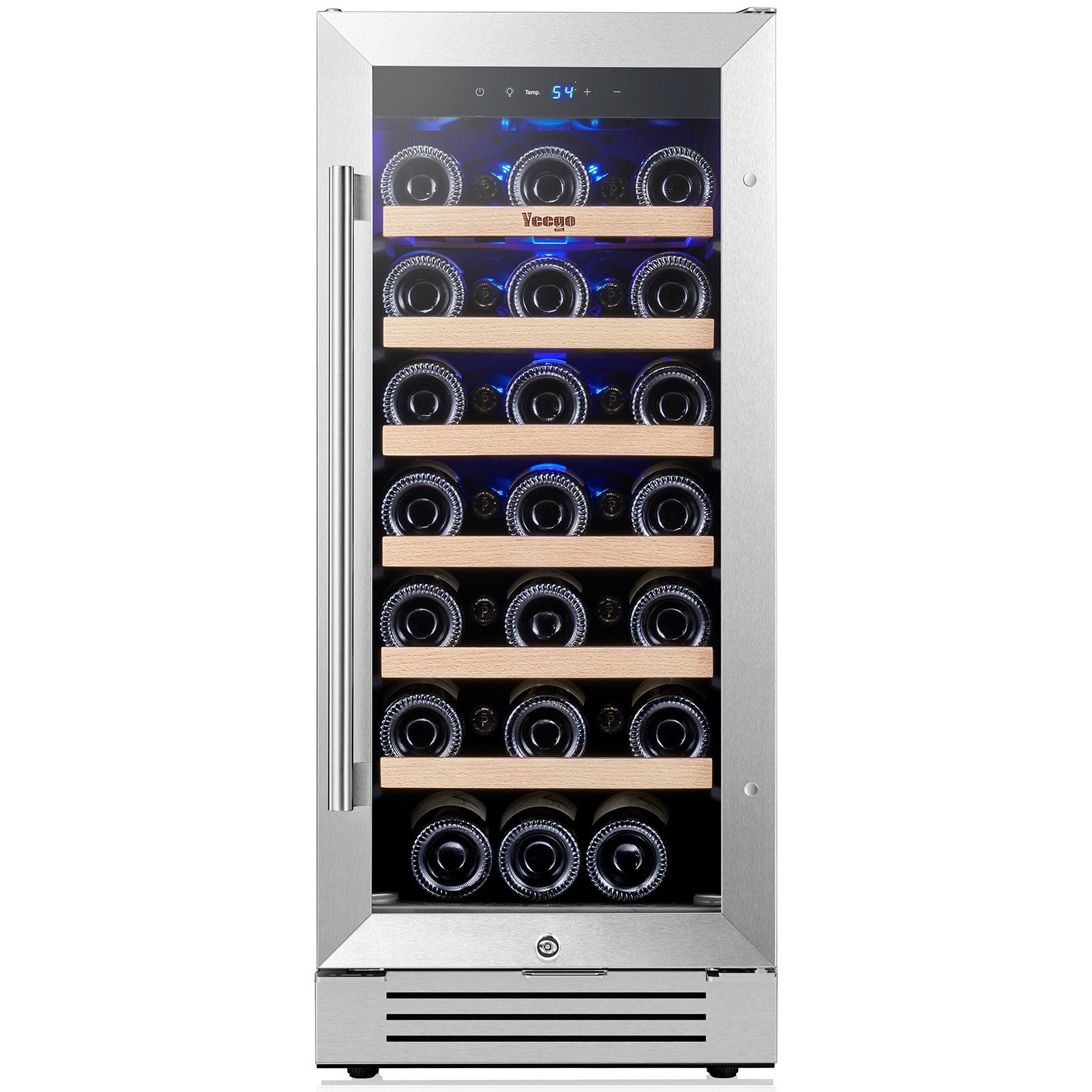 15 Inch Wide 33 Bottle Narrow Small Wine Fridge, Quiet Wine Cooler Under Counter Or Freestanding