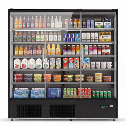 Yeego 68.5 Cu.Ft Commercial Beverage Refrigerator, 3 Glass Door Merchandiser Cooler with CAREL Digital Thermostat, Air Cooled, LED Lighting for Supermarkets