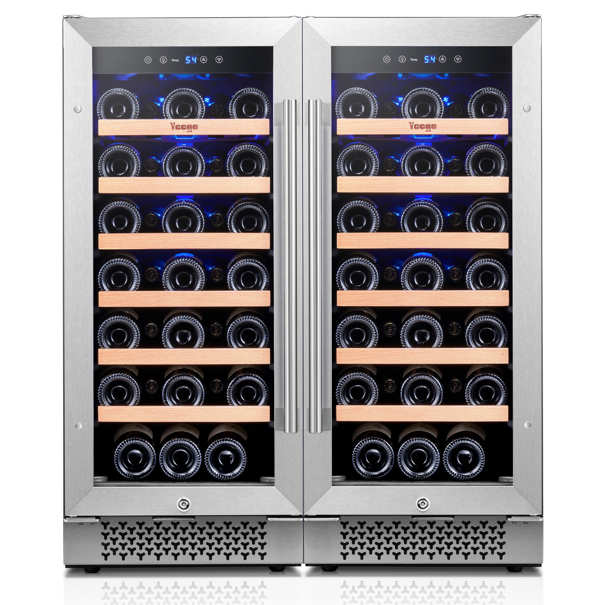 30 Inch Wide Dual Zone Wine Fridge, 66 Bottles Wine Cooler Combo, Under Counter or Freestanding