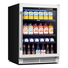Yeego Beverage Refrigerator & Drink Fridge - 24 inch 180 Cans Beer Cooler Glass Door, 34-54℉ Under Counter Refrigerator Built-in for Drink Soda Wine for Bar Office Bedroom