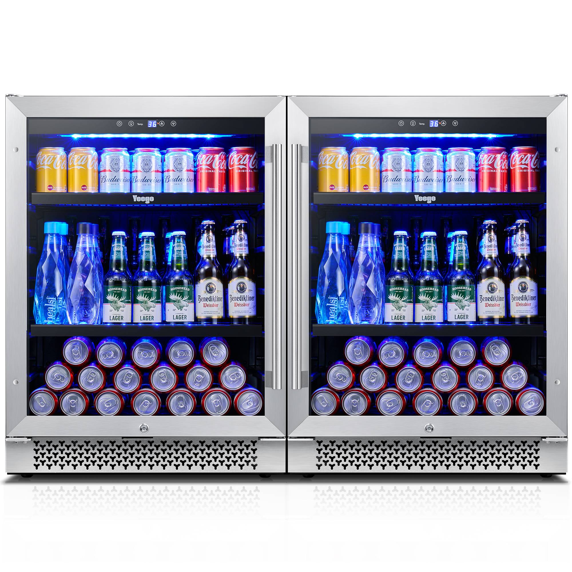 48 Inch Wide Dual Zone Beverage Center, Large Capacity Drink Fridge Combo Under  Counter Or Freestanding