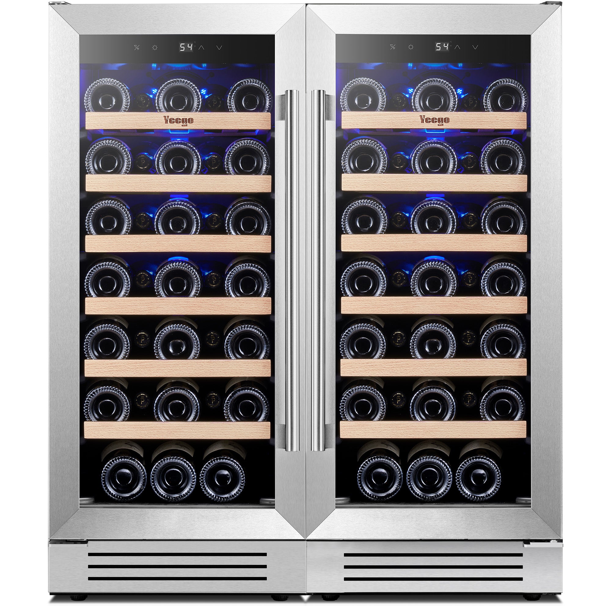 30 Inch Wide Dual Zone Wine Fridge, 66 Bottles Wine Cooler Combo, Under Counter or Freestanding
