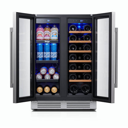 Yeego 24 inch Wine and Beverage Fridge, French Door