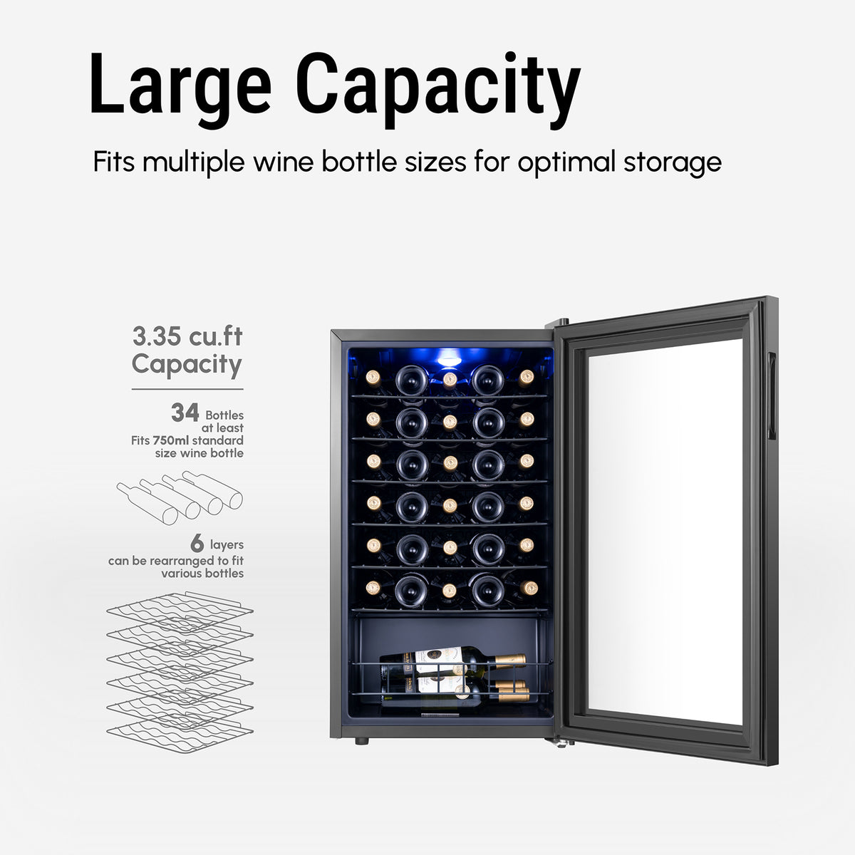 Yeego Freestanding Mini Fridge,Wine Cooler 38-65℉ - Yeego Life
