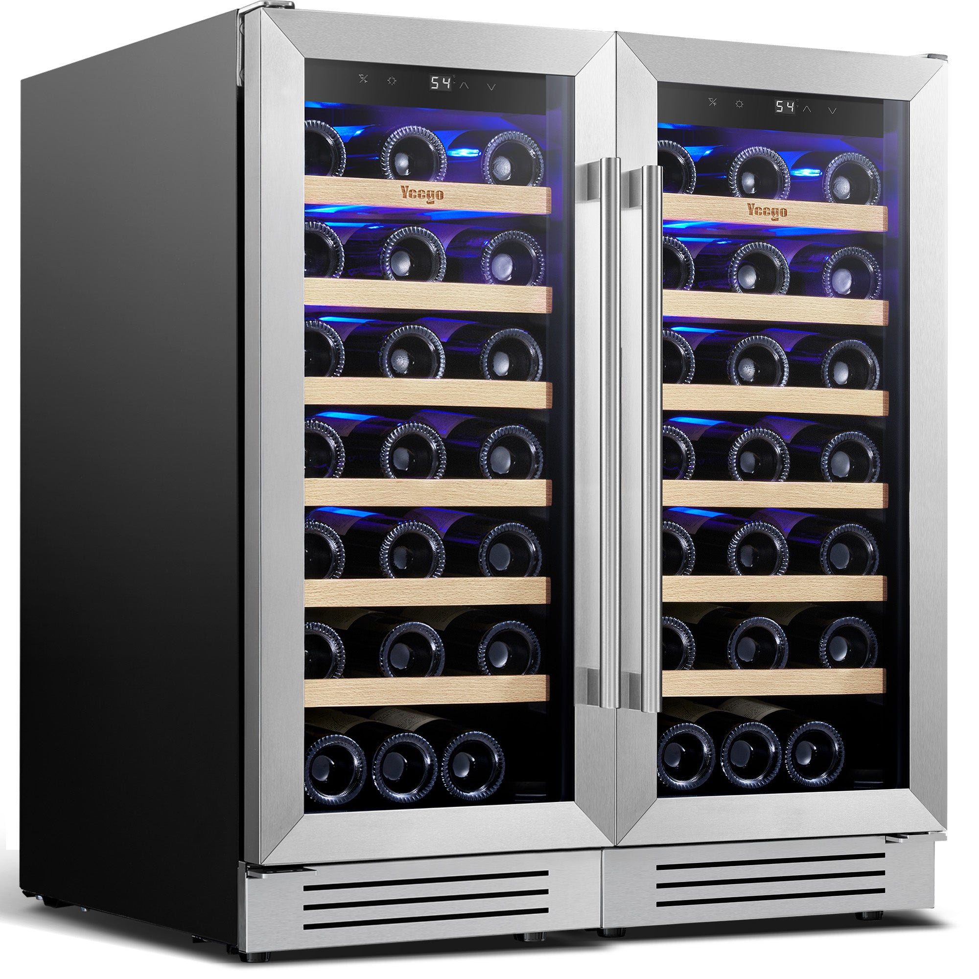 30 Inch Wide Dual Zone Wine Fridge, 66 Bottles Wine Cooler Combo, Under Counter or Freestanding