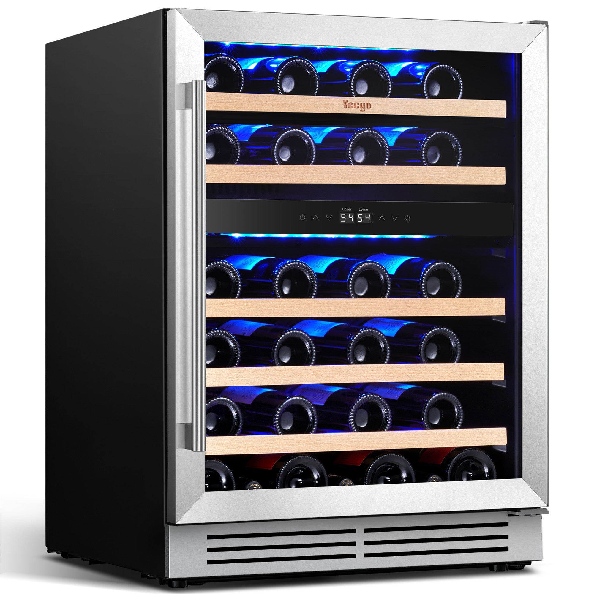 24 Inch Wide 46 Bottles Dual Zone Wine Fridge, Built-In or Freestanding