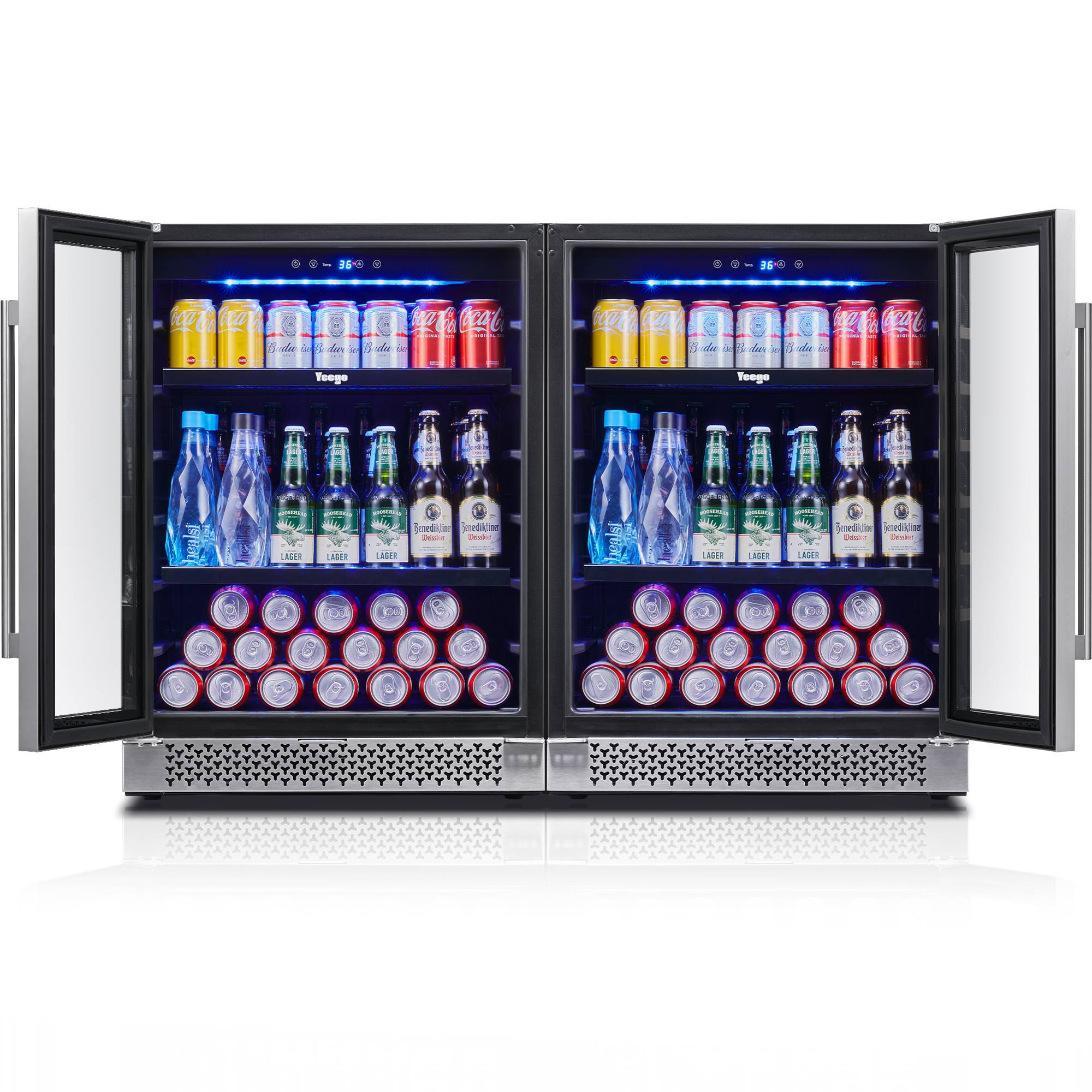 48 Inch Wide Dual Zone Beverage Center, Large Capacity Drink Fridge Combo Under  Counter Or Freestanding