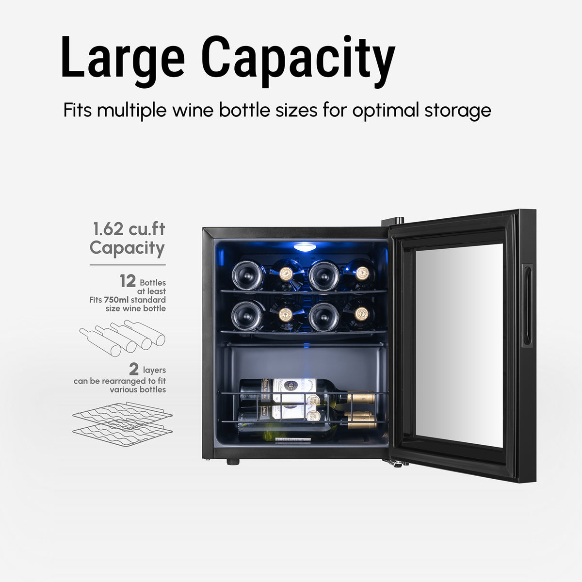 Yeego Freestanding Mini Fridge,Wine Cooler 38-65℉ - Yeego Life