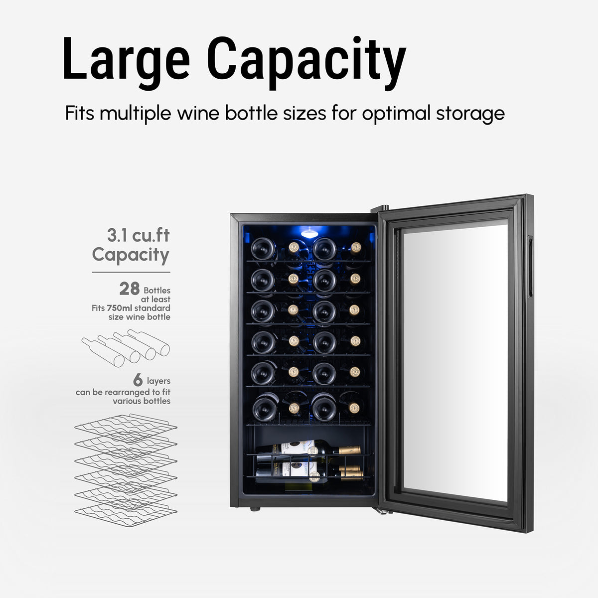 Yeego Freestanding Mini Fridge,Wine Cooler 38-65℉ - Yeego Life