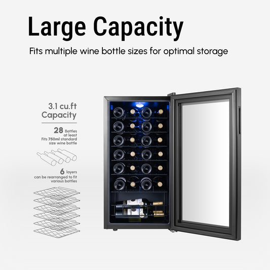 Yeego Freestanding Mini Fridge,Wine Cooler 38-65℉ - Yeego Life