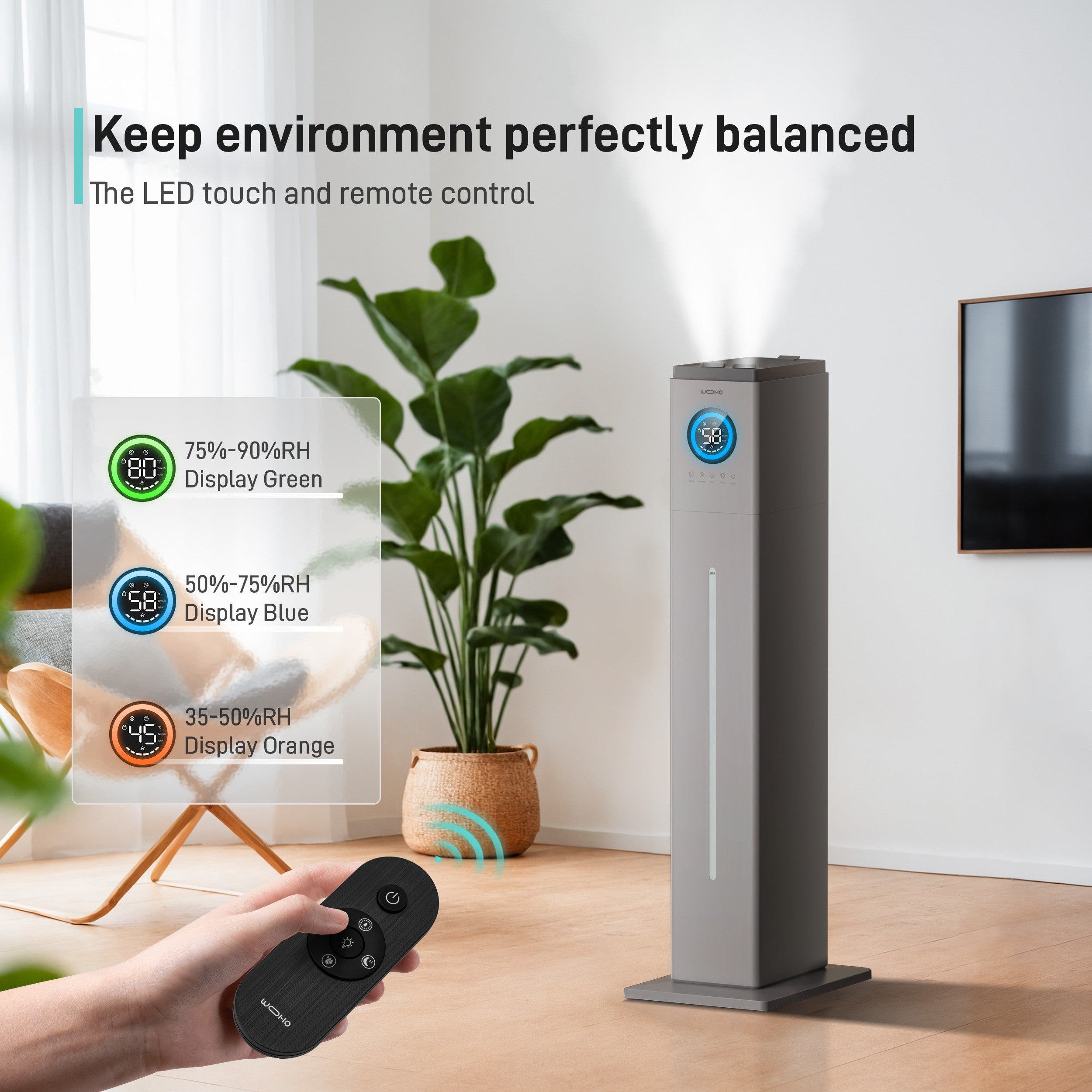 Smart Ultrasonic Humidifier, Quiet Humidifier for Large Room