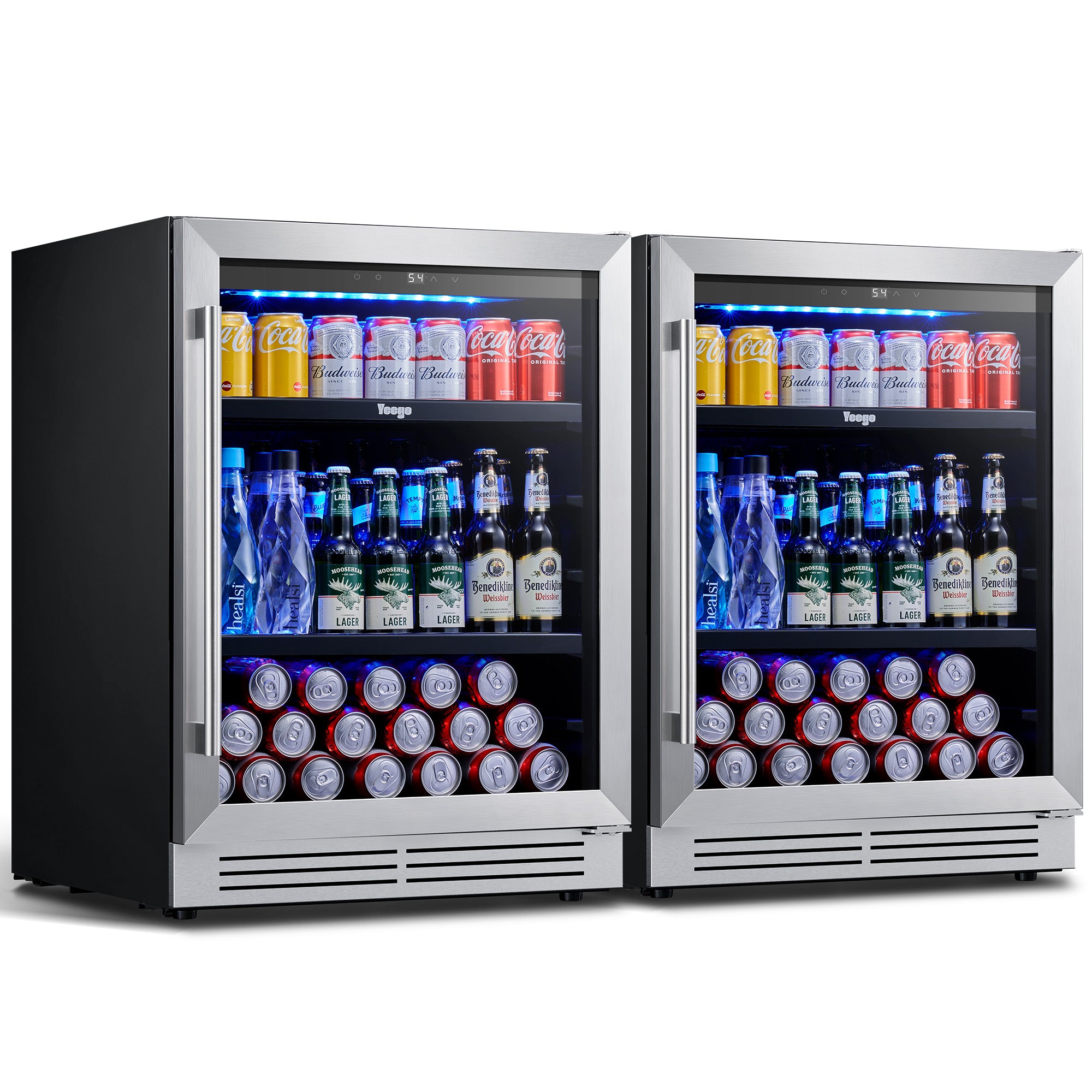 48 Inch Wide Dual Zone Beverage Center, Large Capacity Drink Fridge Combo Under  Counter Or Freestanding