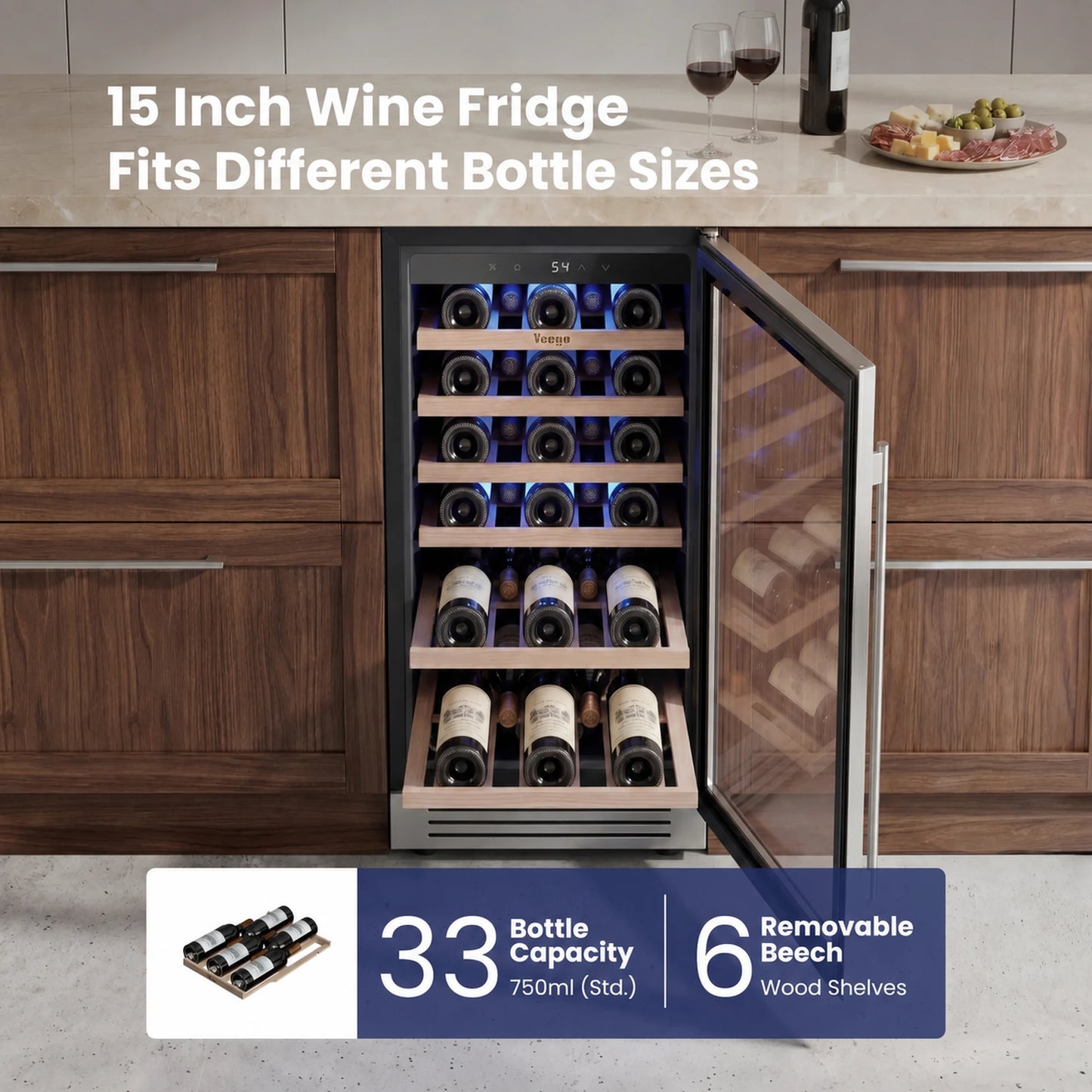 Yeego 15" Wine Fridge 33 Bottles,Budget-Friendly Wine Fridges