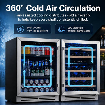 Yeego 48" Wine Beverage Fridge Combo Triple Zone