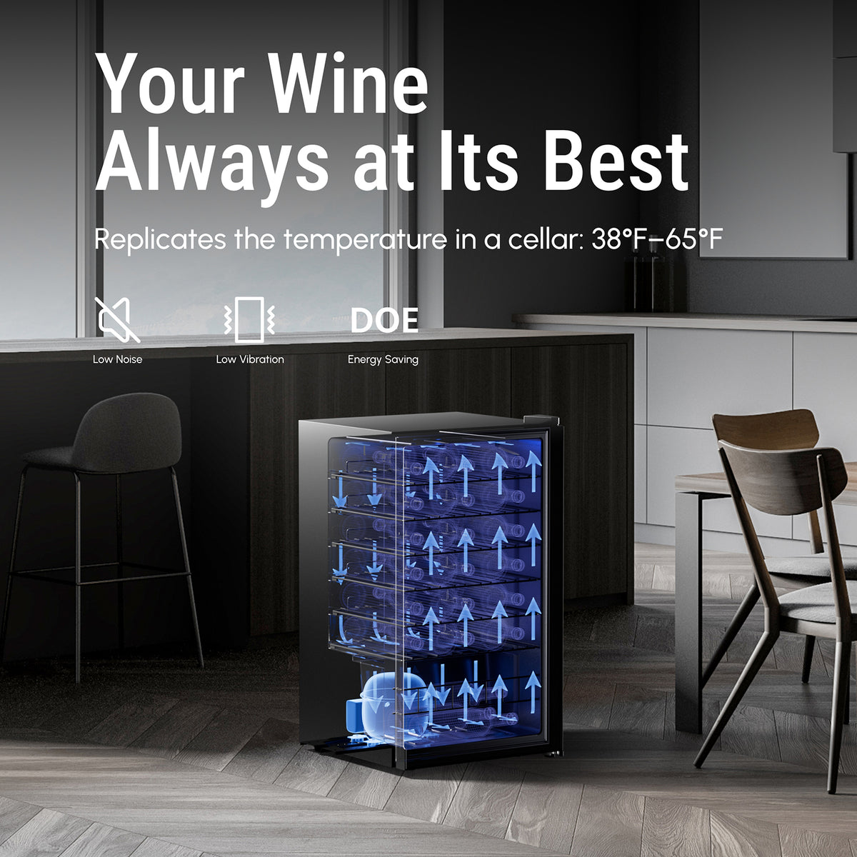 Yeego 34 Bottles Wine Cooler Refrigerator, 38-65℉ Freestanding Mini Fridge - Yeego Life
