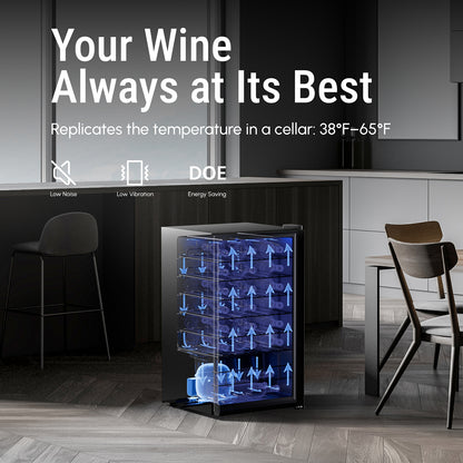 Yeego 34 Bottles Wine Cooler Refrigerator, 38-65℉ Freestanding Mini Fridge - Yeego Life