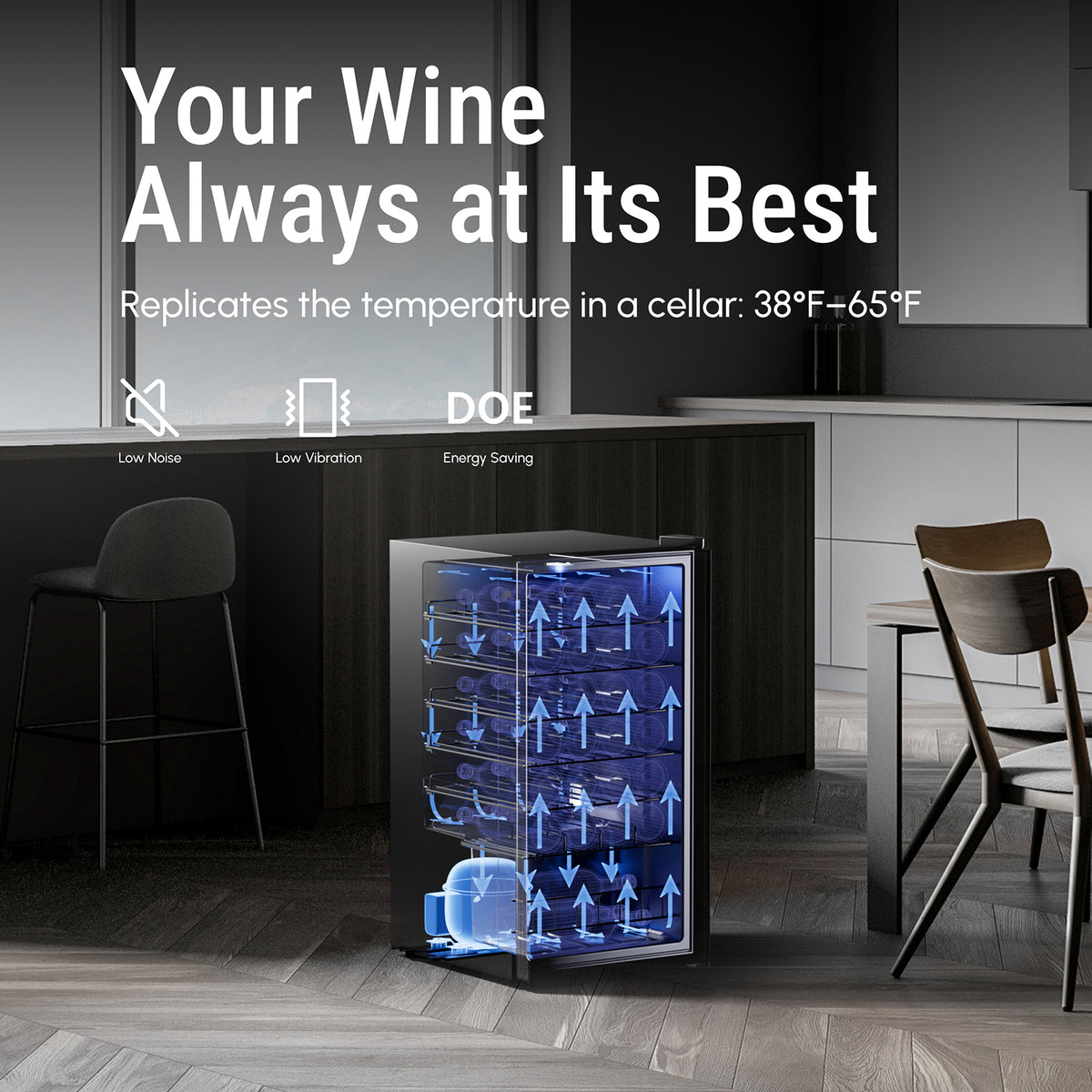 Yeego 28 Bottles Wine Cooler Refrigerator, 38-65℉ Freestanding Mini Fridge - Yeego Life