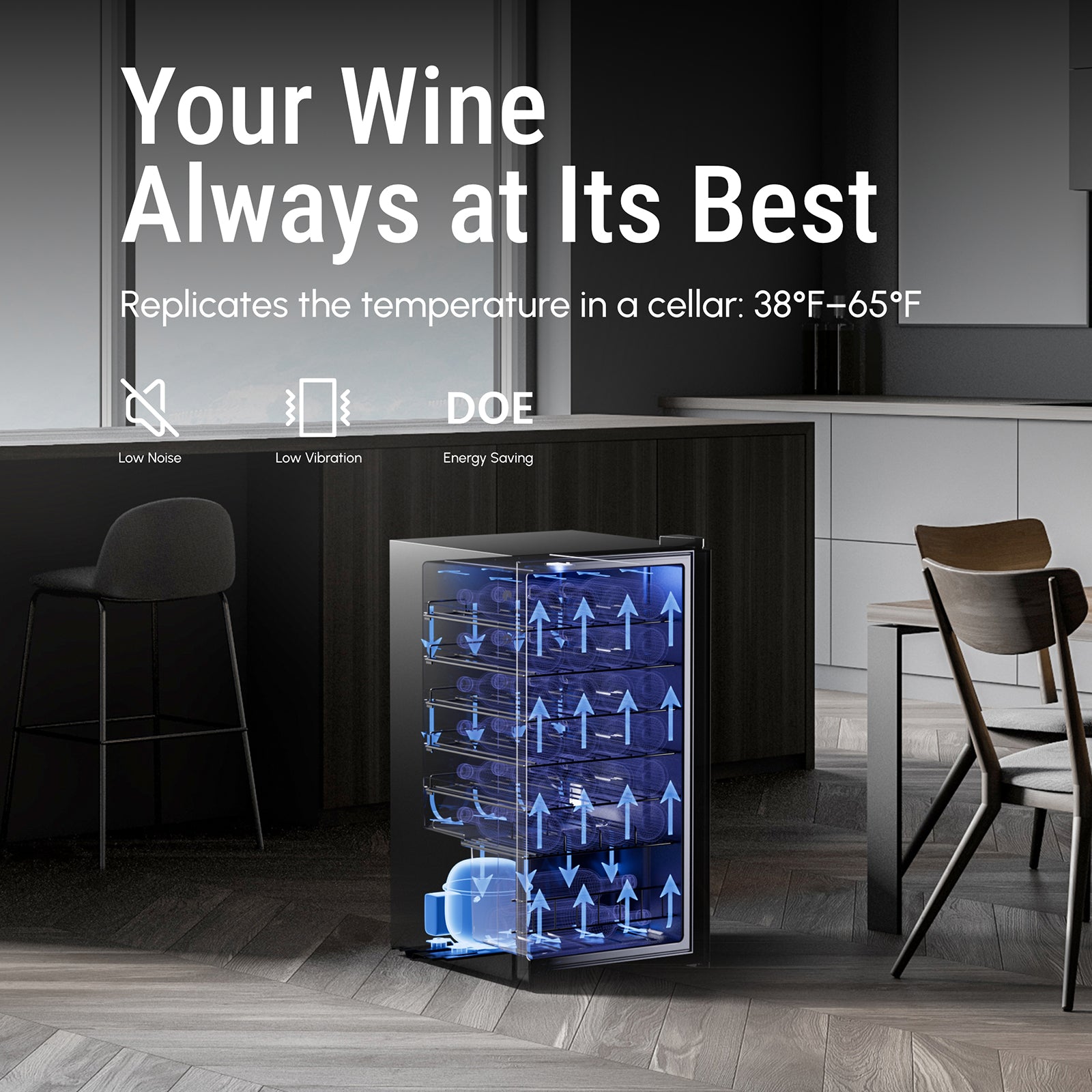 Yeego 28 Bottles Wine Cooler Refrigerator, 38-65℉ Freestanding Mini Fridge - Yeego Life