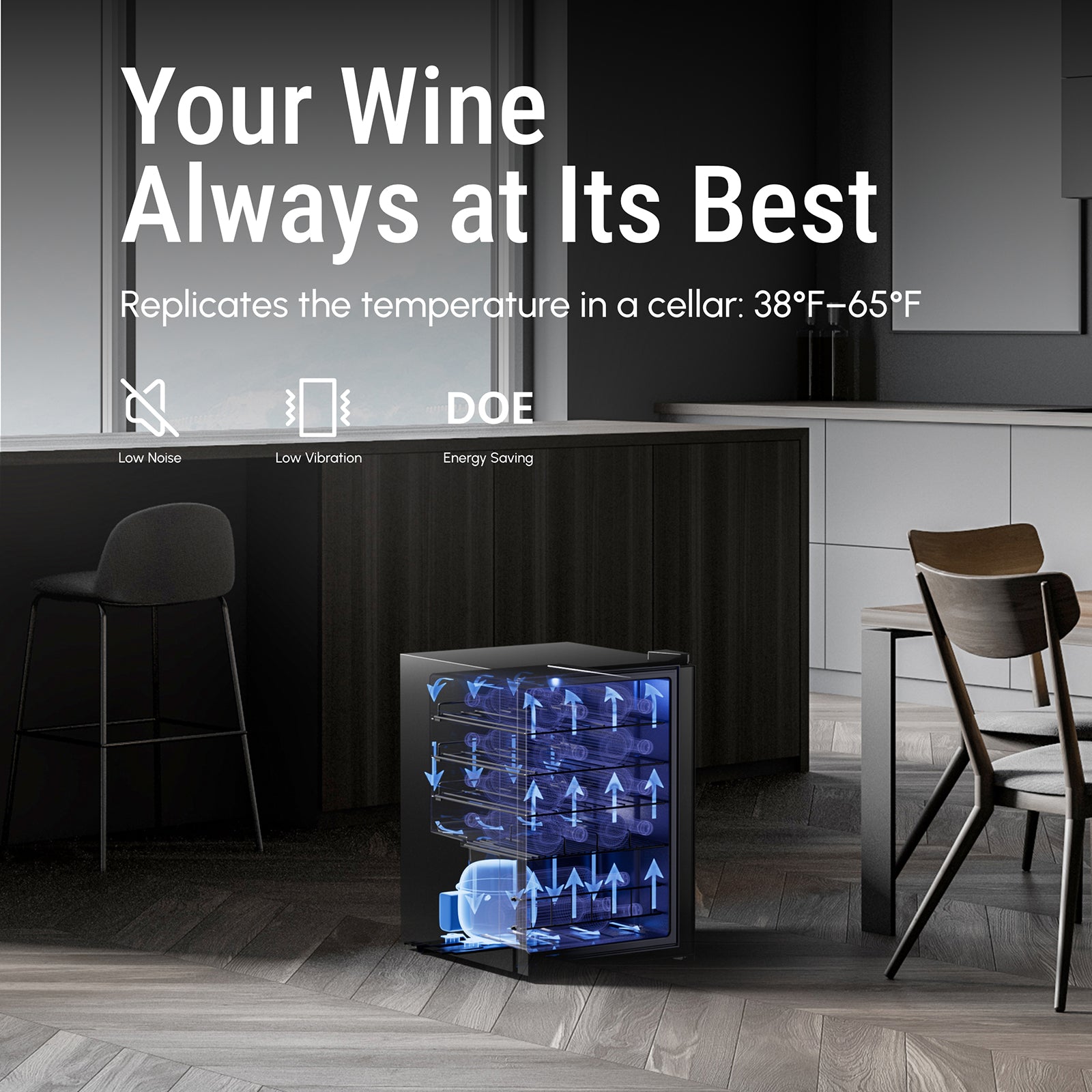 Yeego 20 Bottles Wine Cooler Refrigerator, 38-65℉ Freestanding Mini Fridge