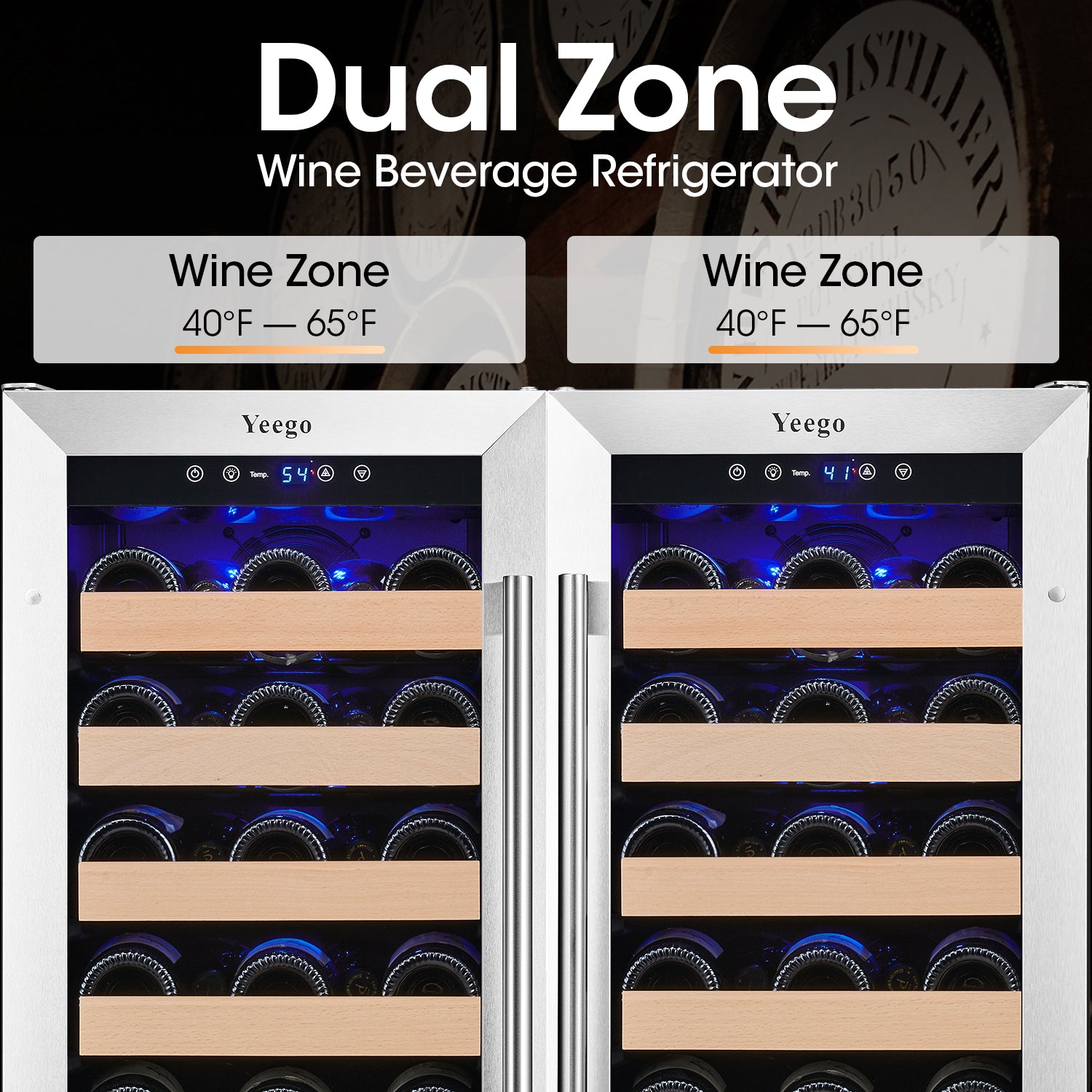 30 Inch Wide 66 Bottles Wine Fridge,  Dual Zone Wine Cooler Combo, Under Cabinet Or Freestanding