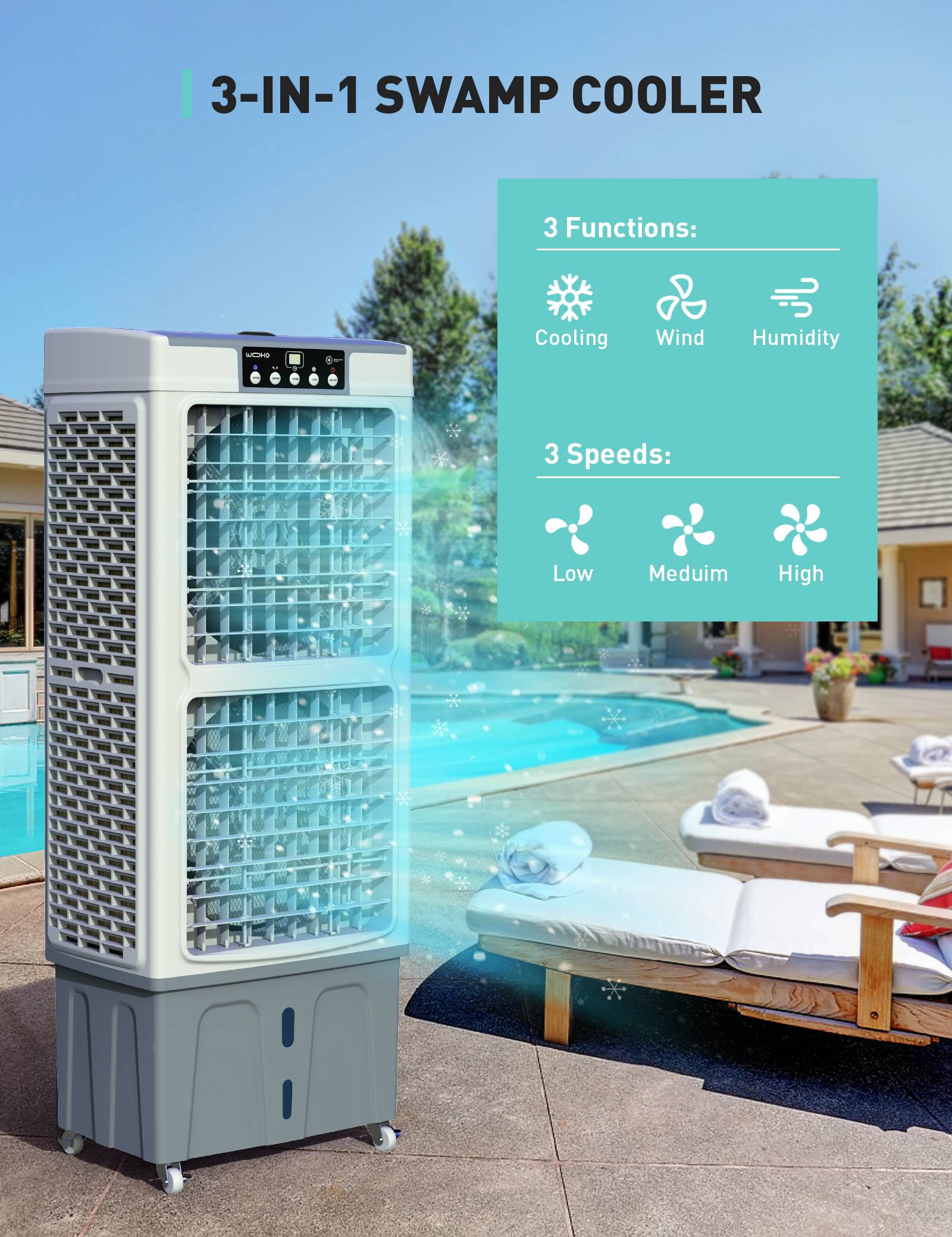 Outdoor Dual Fan Evaporative Cooler, 5000 CFM Powerful Swamp Cooler For Commercial Use - Yeego Life