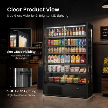 Yeego 45.6 Cu.Ft Commercial Beverage Refrigerator, 2 Glass Door Merchandiser Cooler with CAREL Digital Thermostat, Air Cooled, LED Lights & Adjustable Shelves for Retail Store