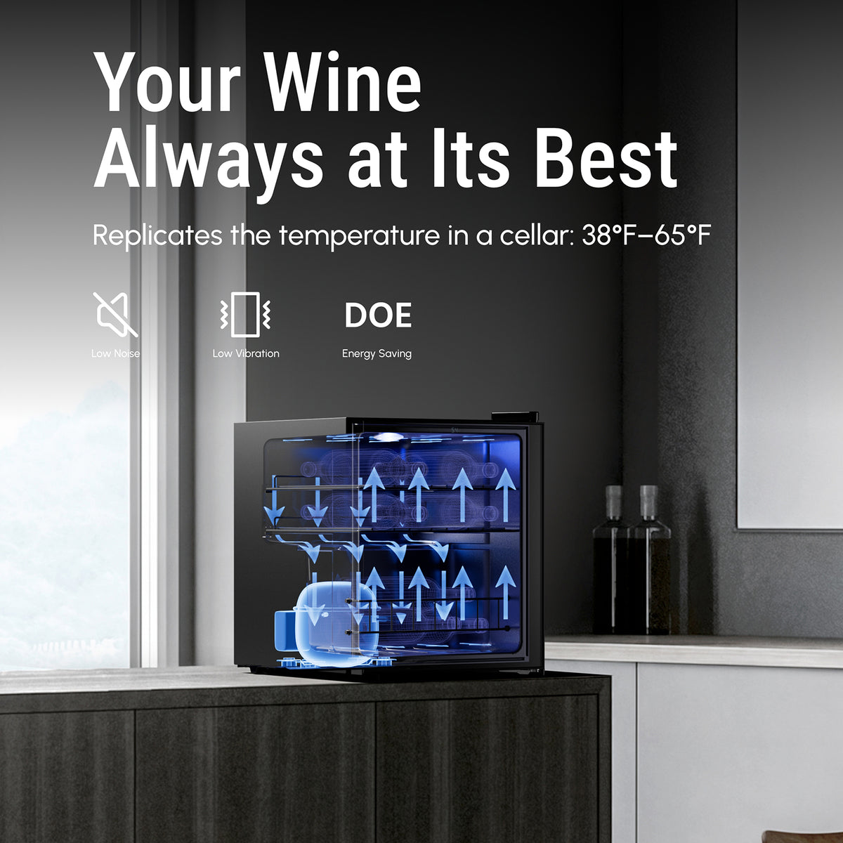 Yeego 12 Bottles Wine Cooler Refrigerator, 38-65℉ Freestanding Mini Fridge - Yeego Life