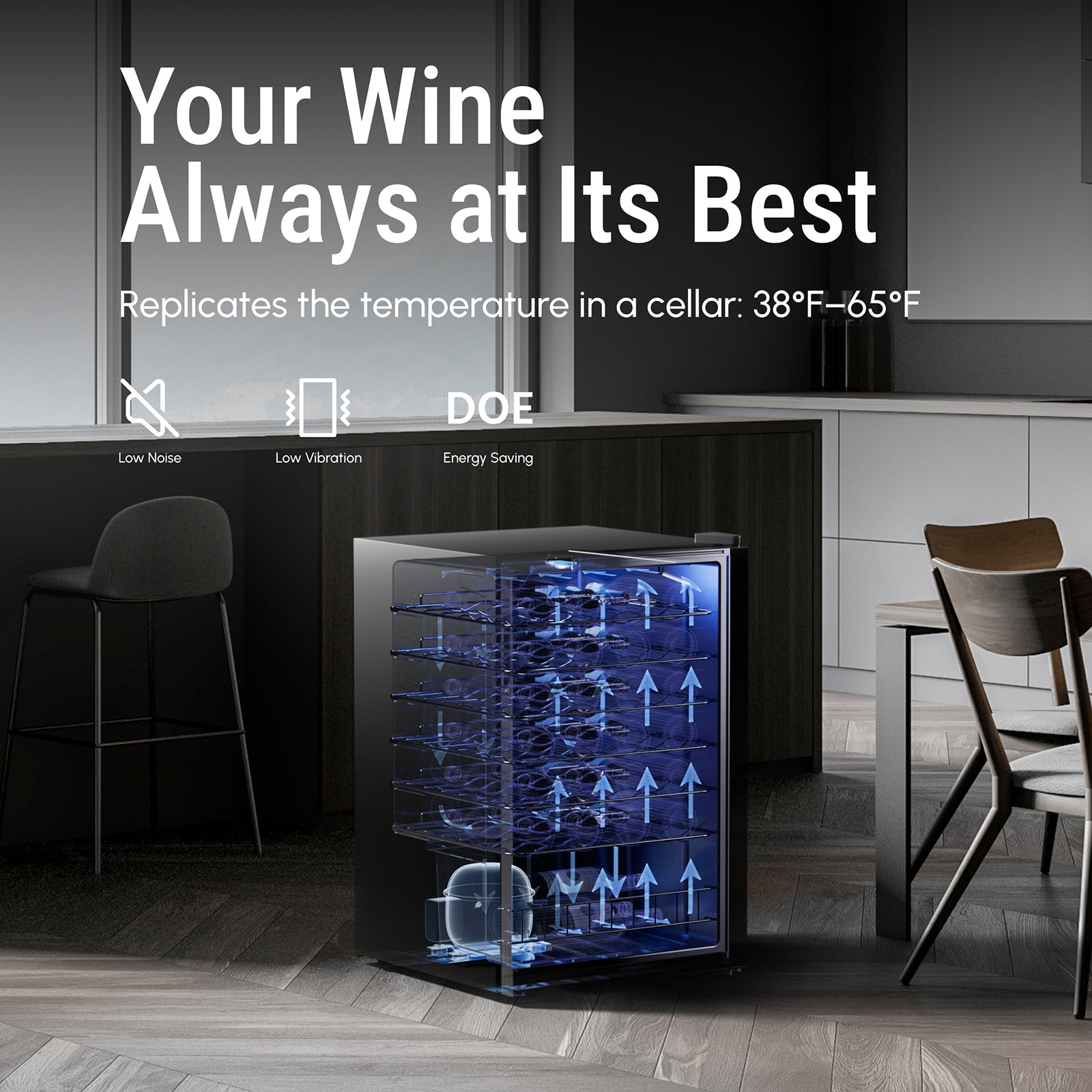 Yeego Freestanding Mini Fridge,Wine Cooler 38-65℉ - Yeego Life