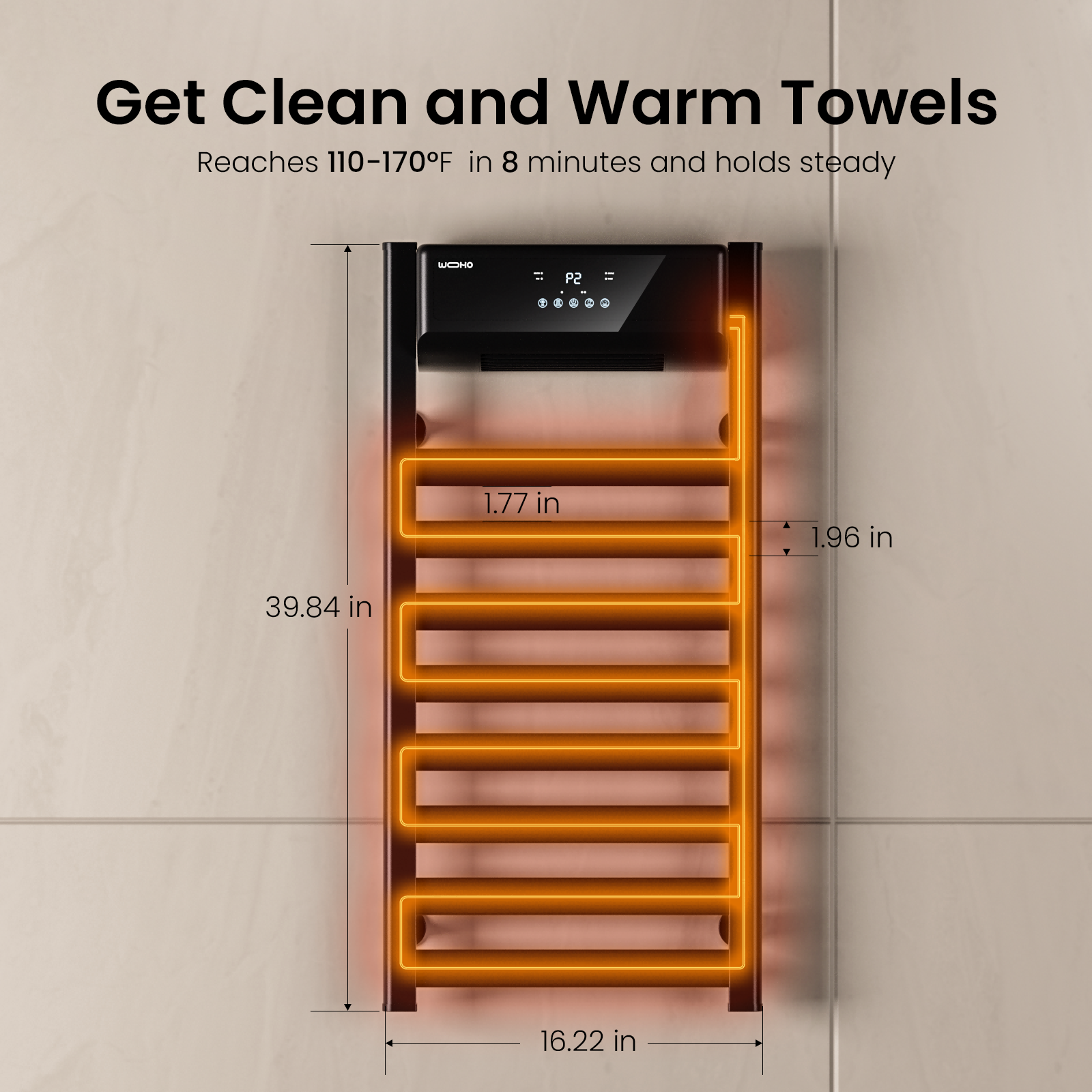 39.4'' Height Wall Mounted Towel Warmer with PTC Heater - Yeego Life
