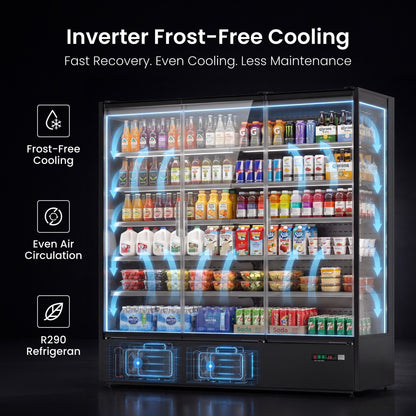 Yeego 68.5 Cu.Ft Commercial Beverage Refrigerator, 3 Glass Door Merchandiser Cooler with CAREL Digital Thermostat, Air Cooled, LED Lighting for Supermarkets