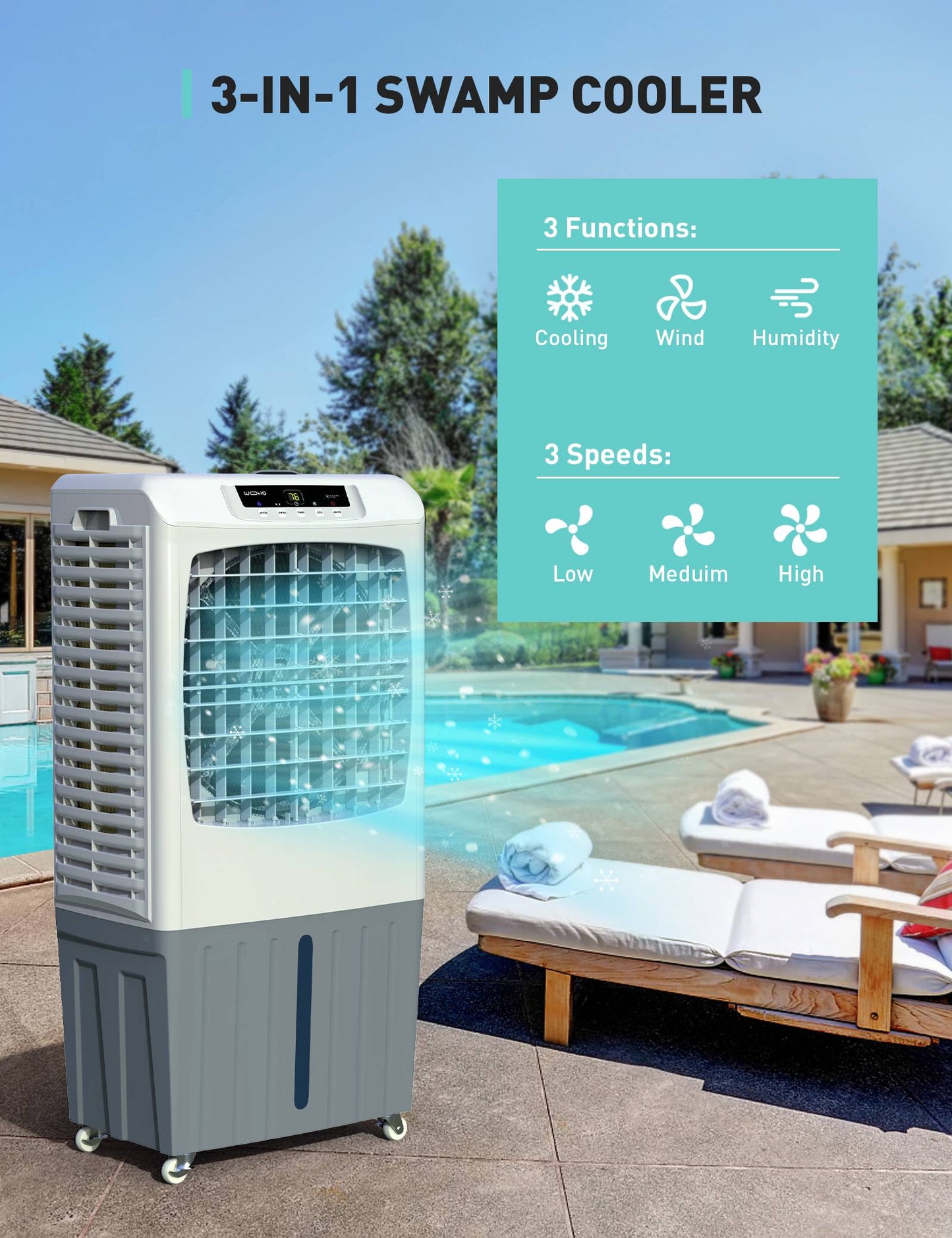 Outdoor Cool Air Evaporative Cooler, Powerful High Velocity  Swamp Cooler For Commercial Use - Yeego Life