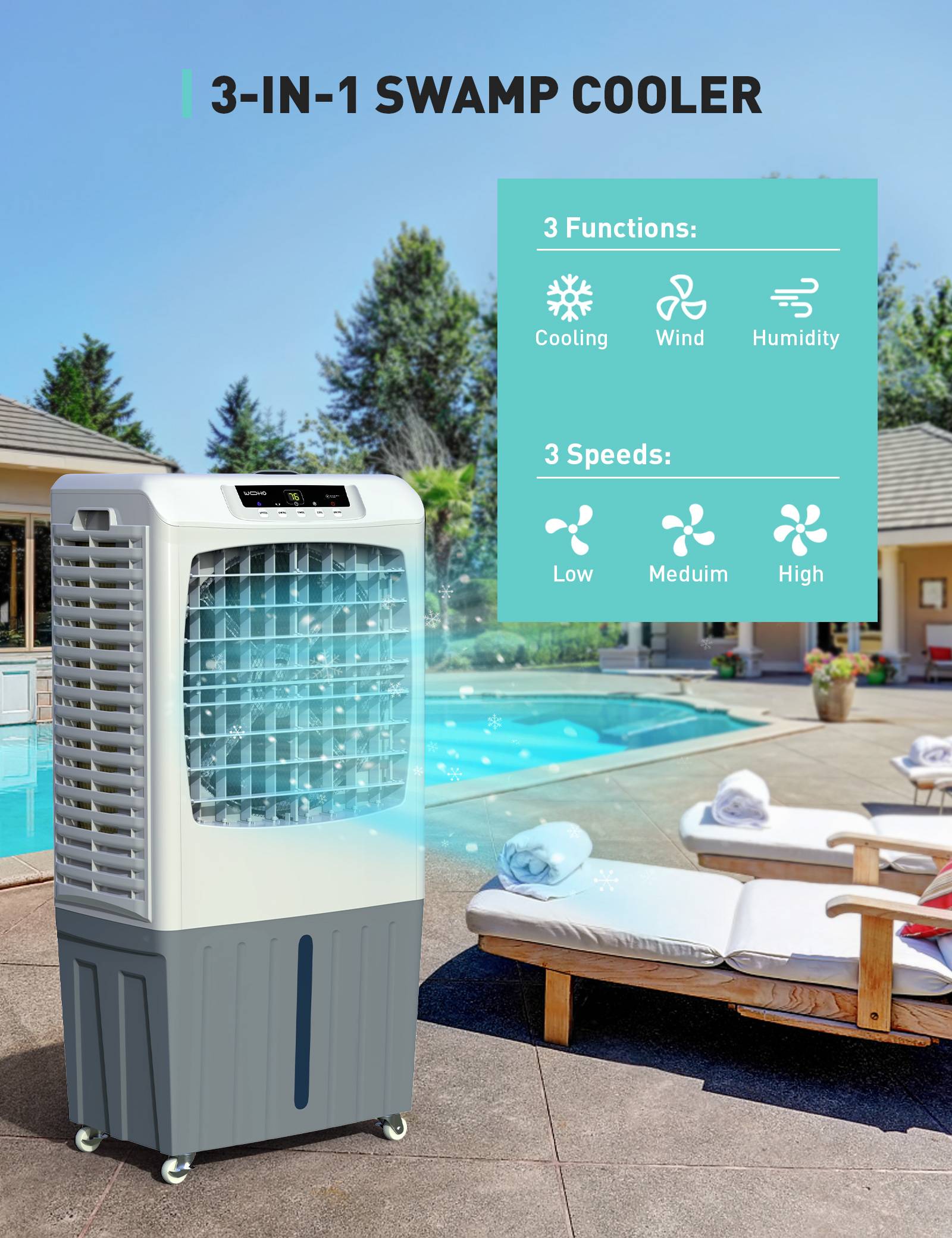 Outdoor Cool Air Evaporative Cooler, Powerful High Velocity  Swamp Cooler For Commercial Use - Yeego Life
