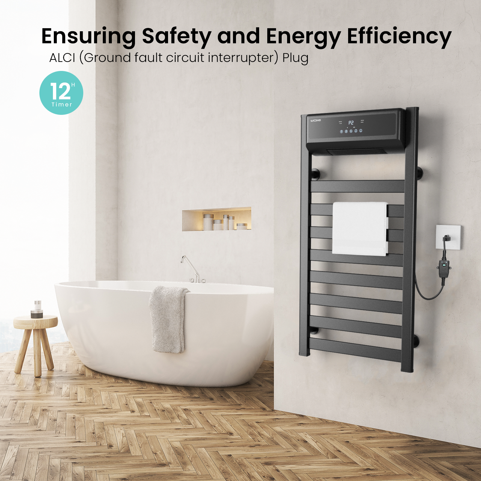 39.4'' Height Wall Mounted Towel Warmer with PTC Heater - Yeego Life
