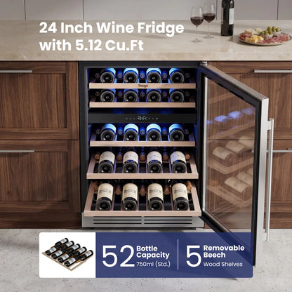 Yeego 24" Wine Fridge Dual Zone 52 Bottles