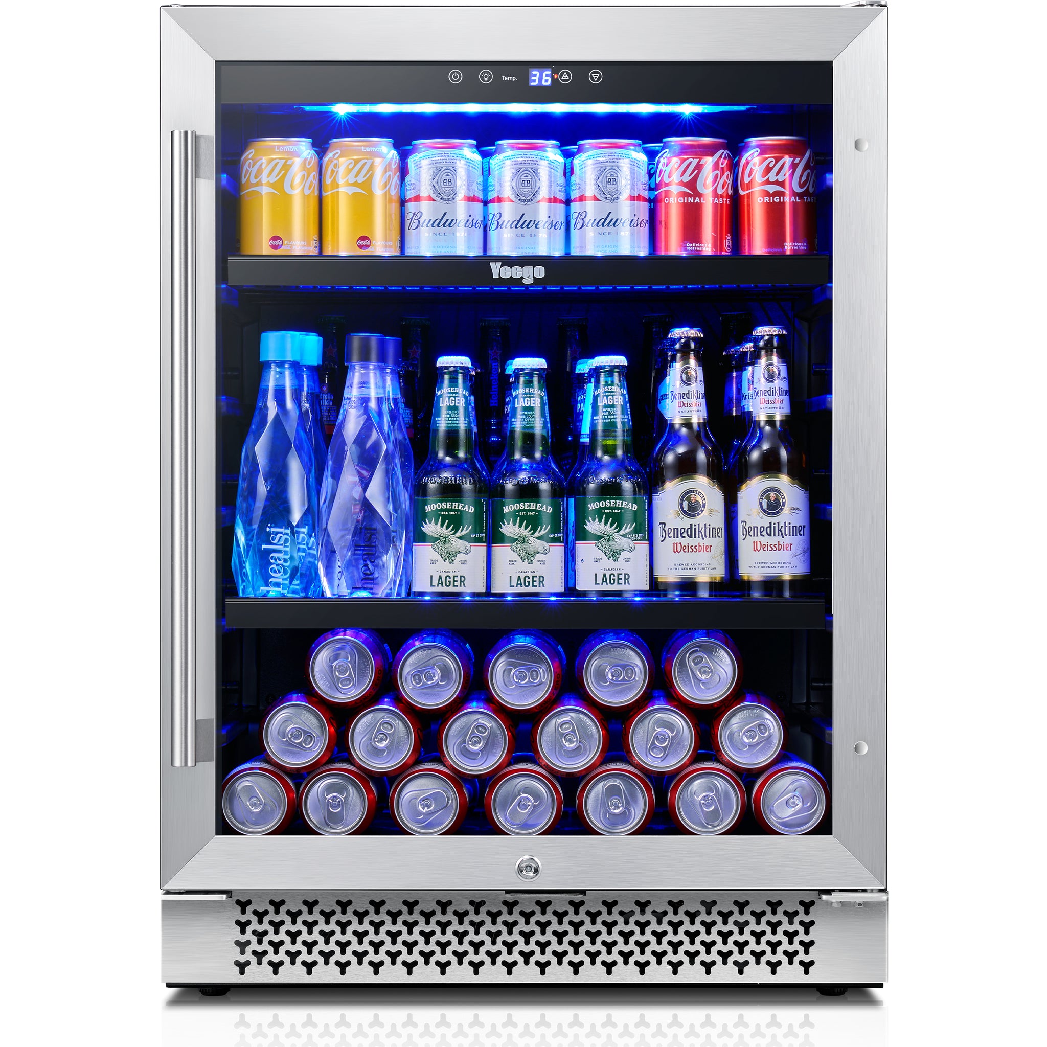 24 Inch Wide Beverage Fridge, 180 Cans Drink Cooler Under Counter or Freestanding