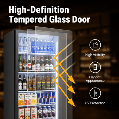 Yeego 17.5 Cu.Ft Commercial Beverage Refrigerator Cooler, Glass Door Display Merchandiser Drink Fridge with Dual LED, 32-50°F Temp Control, Restaurant Bar Convenience Store